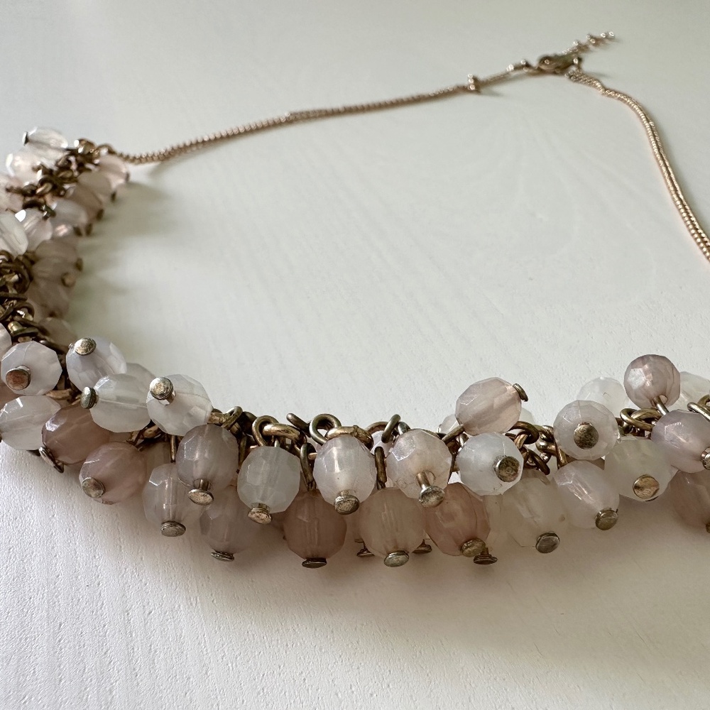 Chunky Statement Necklace Beaded Pink